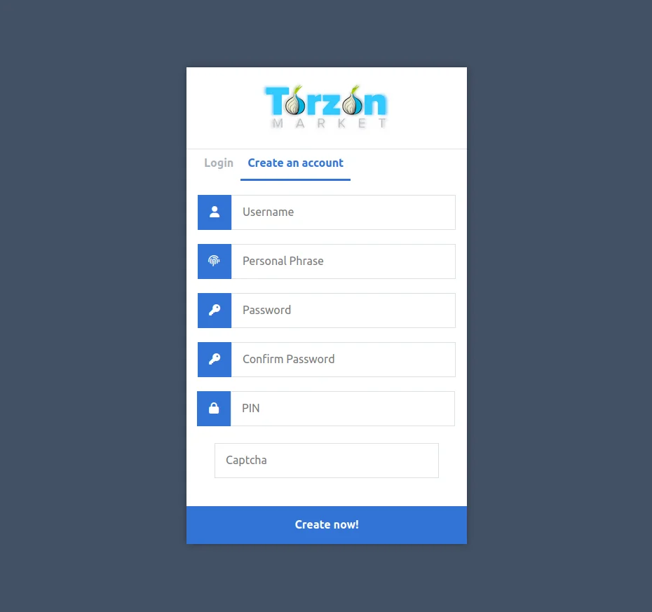 TorZon darknet market account registration form